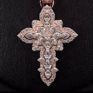 Large Iced Out Cross Pendant Necklace for Men & Women | 925 Silver/10K Gold | CZ, Moissanite, Lab Diamond | Hip Hop Religious Jewelry