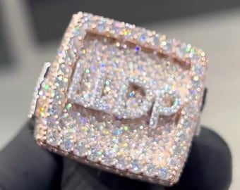Anillos de circonita cúbica/moissanita con claridad VVS para hombre, anillos de campeonato, anillos llamativos, anillos personalizados, regalo de joyería de hip hop.
