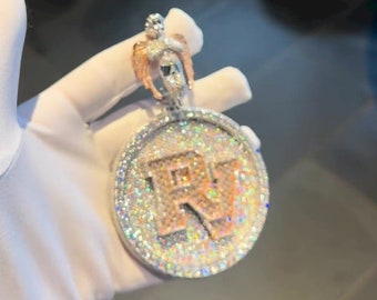 Maßgeschneiderte Iced Out Hip Hop Anhänger | Chunky Moissanit Anhänger | 925er Silber/10K Gold | Handgemachter Moissanit Schmuck