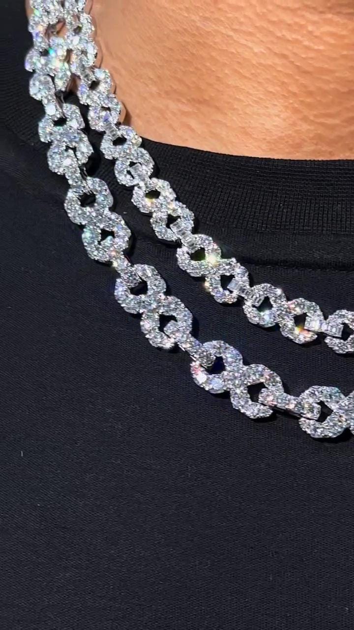 Infinity Link Chain 10/12mm, VVS1 Quality Round-cut