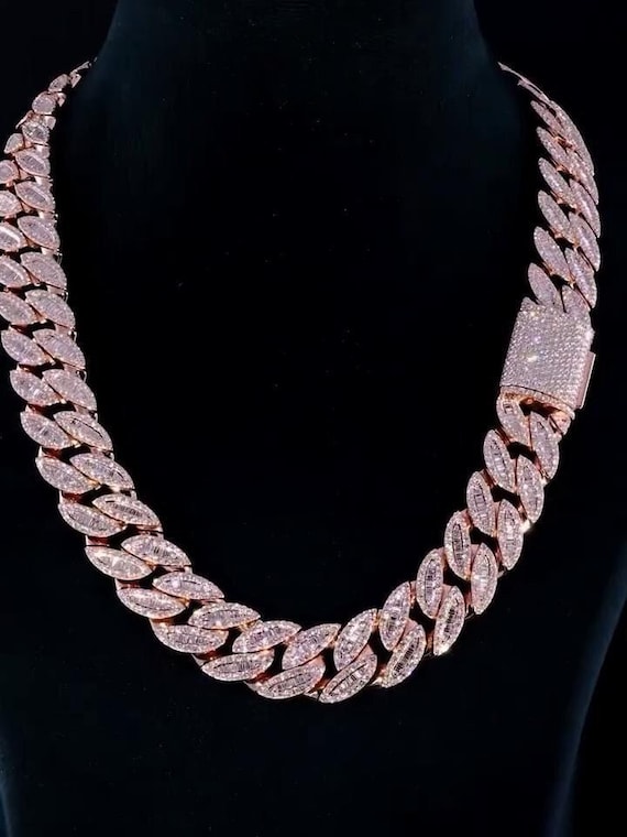 18mm Moissanite Cuban Link Chain – Iced Out Necklace With Baguette