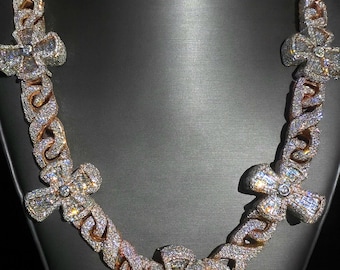 Cadena de collar con cruz de diamantes VVS1, diamante moissanita baguette de calidad VVS1, aprobado por el probador de diamantes, plata de ley 925 de alta calidad