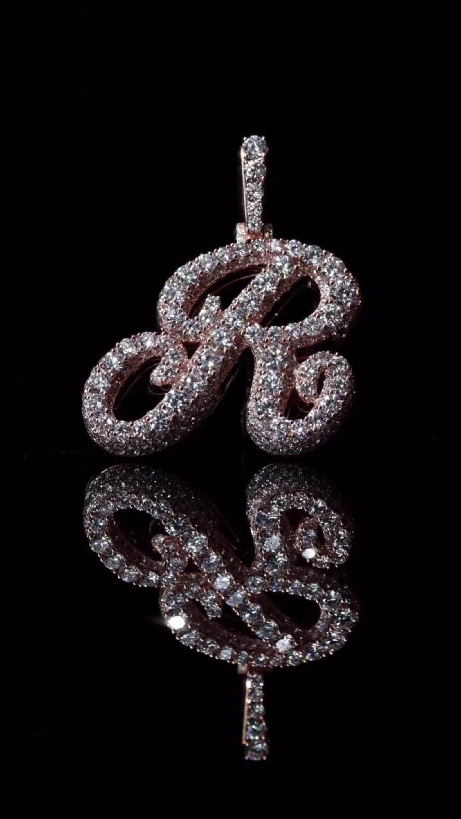 Lab Grown Diamond Initial Pendant Letter R in 925 Sterling Silver or ...