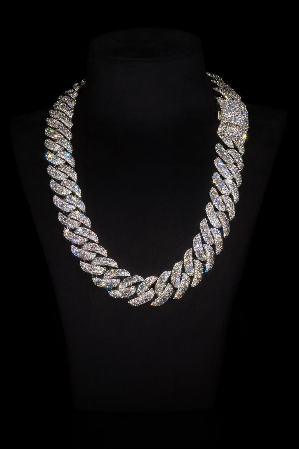 20mm VVS Moissanite Cuban Link Chain | Rhodium Plated 925 Silver