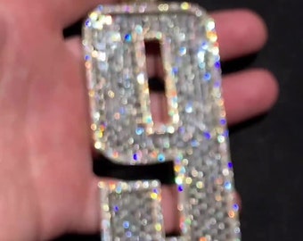 Emerald cut VVS1 Moissanite Layered Number &quot;9&quot; Pendant, Iced out Chunky Pendant, Custom Letter, 925 Sterling Silver / 10k, Hip Hop Pendant