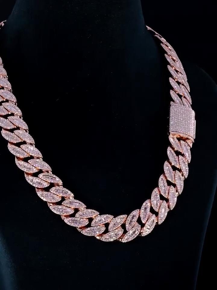 18mm Moissanite Cuban Link Chain – Iced Out Necklace With Baguette