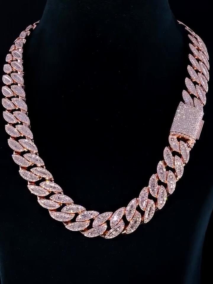 18mm Moissanite Cuban Link Chain – Iced Out Necklace With Baguette