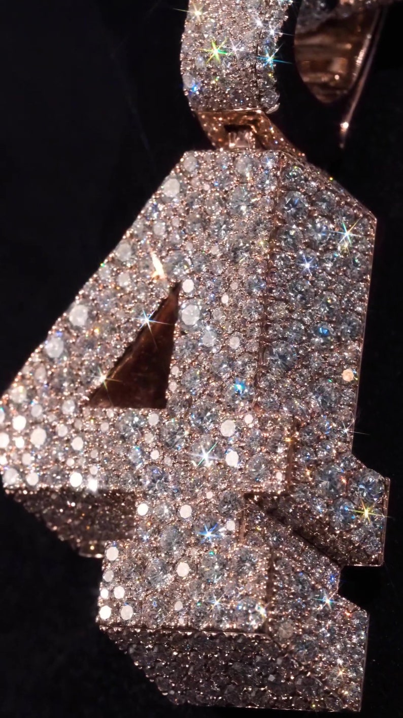 Custom Made Iced Out Hip Hop Chain, Mosaic Set Custom Number Pendant