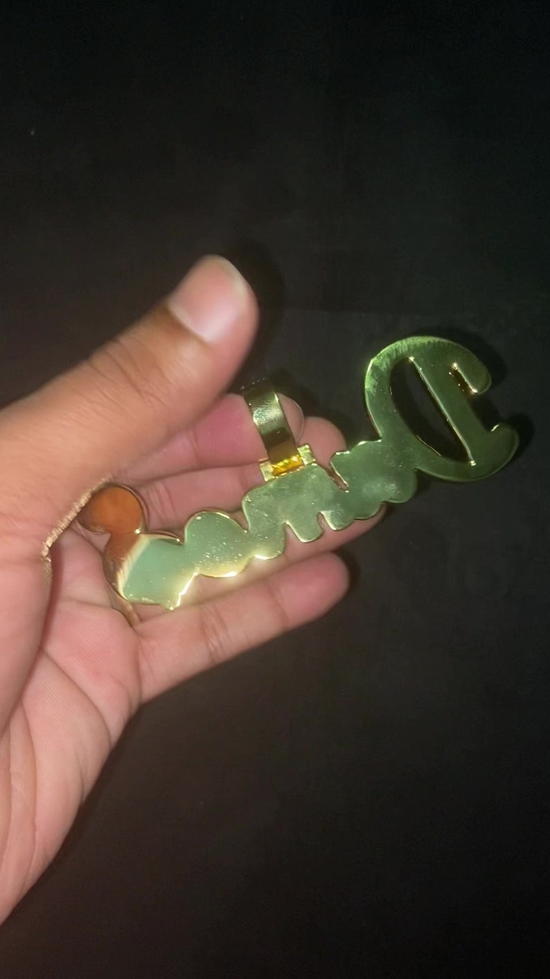 Real Moissanite Diamonds Men Layered Name Pendant, Custom Name