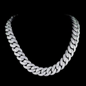 20mm VVS1 Moissanite Cuban Link Chain, 16–30 Inch, 925 Sterling Silver, Rhodium Plated, Iced Out Necklace with Custom Lock