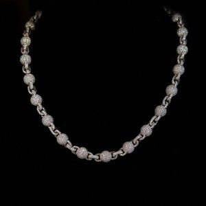 Moissanite Diamond 360 Ball Link Chain, D Color VVS1 Moissanite, Pass Diamond Tester, Naszyjnik tenisowy dla mężczyzn / kobiet, srebro próby 925