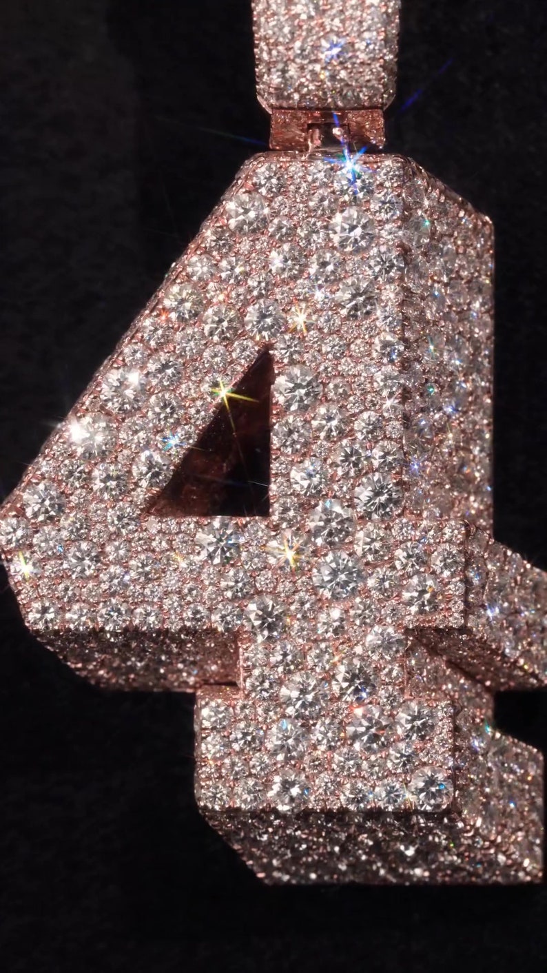 Custom Made Iced Out Hip Hop Chain, Mosaic Set Custom Number Pendant