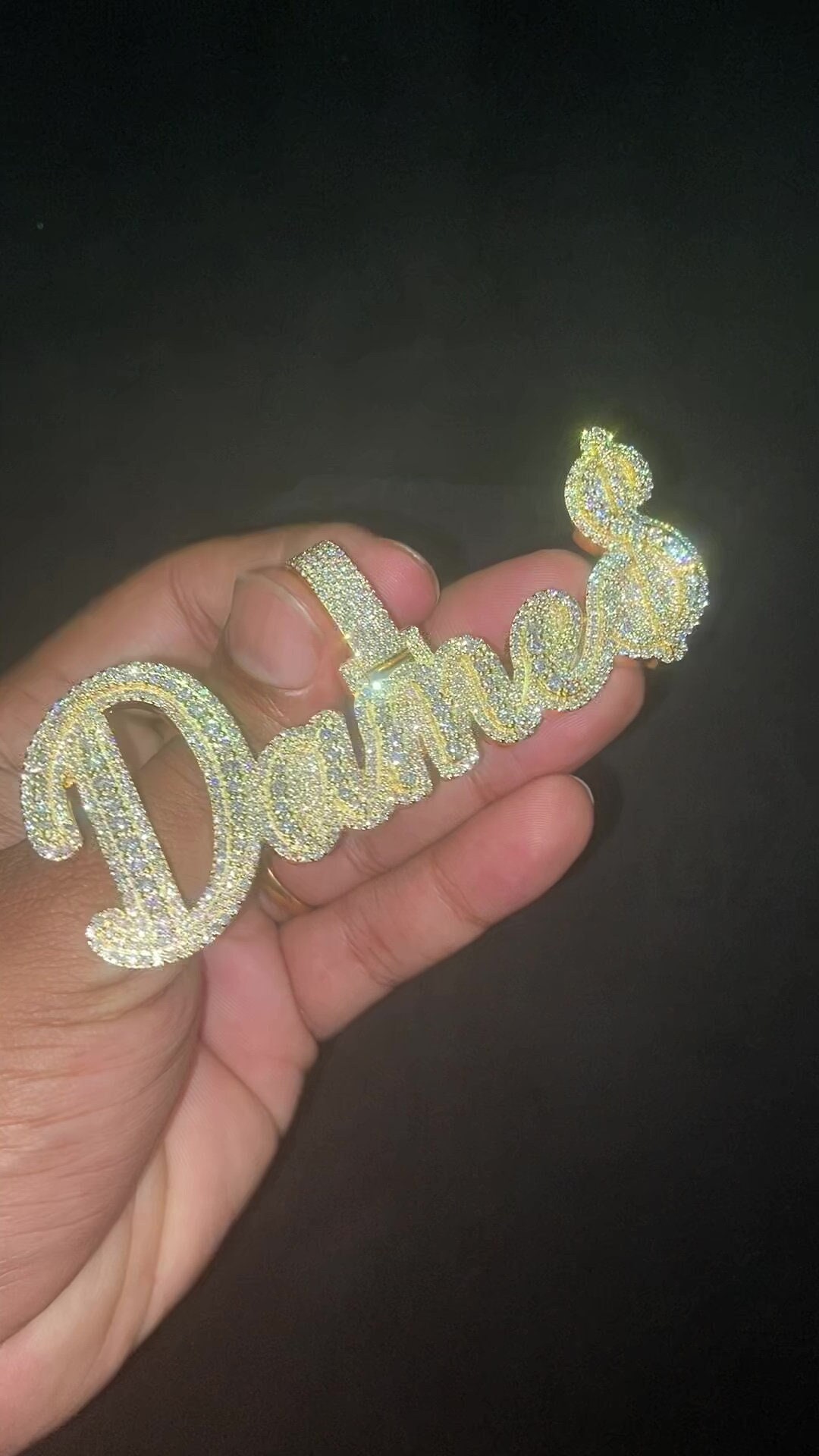 Real Moissanite Diamonds Men Layered Name Pendant, Custom Name