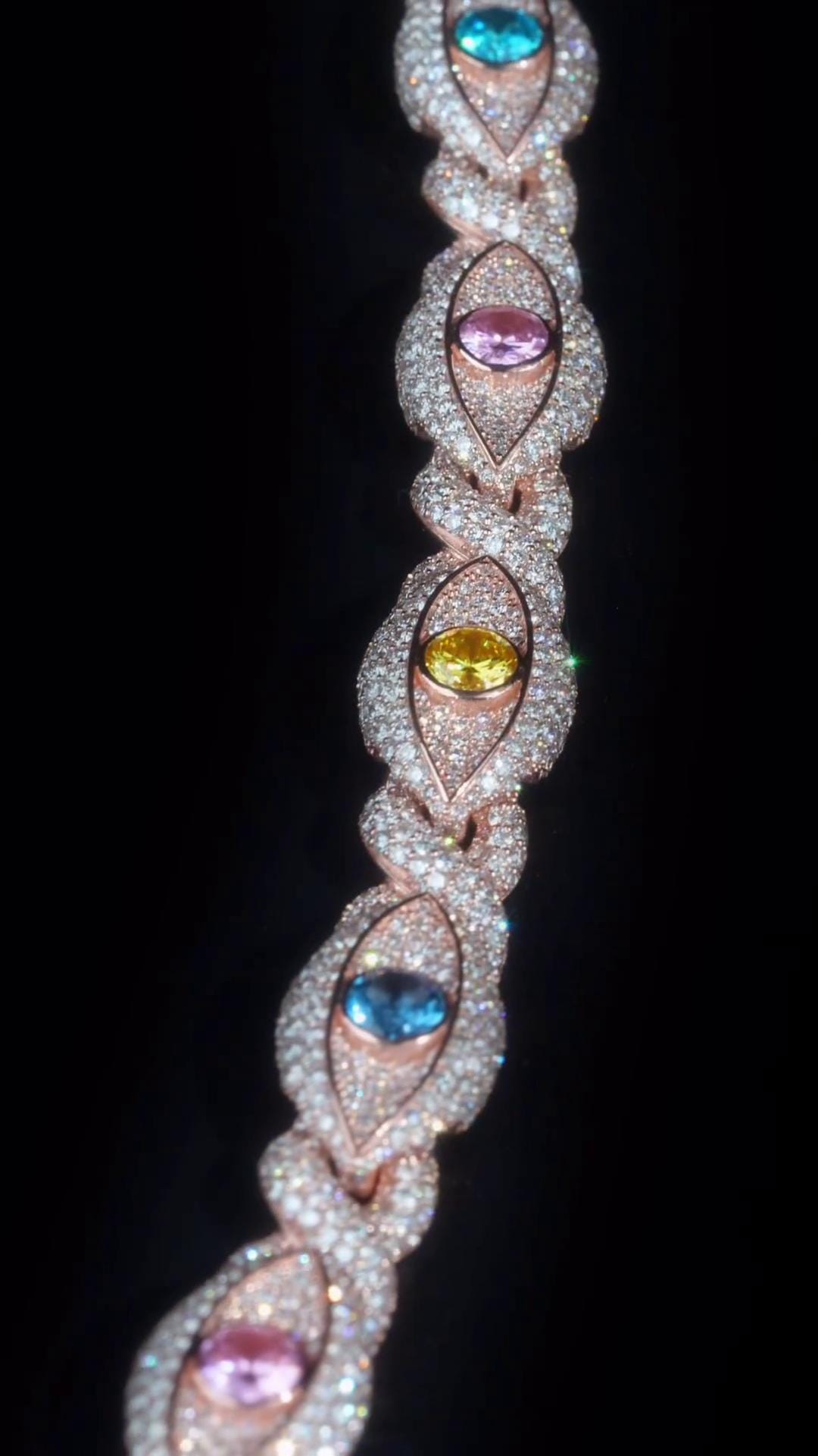 12mm イーヴィルアイブレスレット VVS モアッサナイト＆カラーCZ