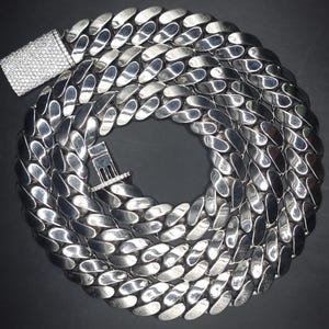 18 mm Miami Cuban Link Chain, Iced Lock Box, Męski/Damski łańcuszek, Naszyjnik kubański, Dostępny w srebrze próby 925/10k litym złocie