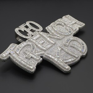 5&quot; Fully Iced Trench Kid VVS Moissanite Pendant, Pass Diamond Test, Icy Hip Hop Jewelry, Solid Back Custom Pendant