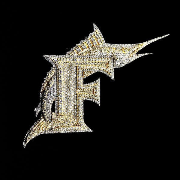 Colgante de pez espada con la letra F, marlín helado, moissanita/diamante de laboratorio VVS, plata 925 u oro de 10 quilates, joyería hip hop bicolor