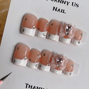 Luxury Press On Nails | Glue On Nails | Press On Nails | Fake Nails | Custom Nails | Valentine Nail |Heart nail