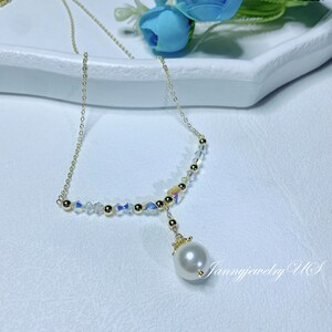 Golden yellow magic mysterious shellfish pearl crystal necklace, personalized jewelry