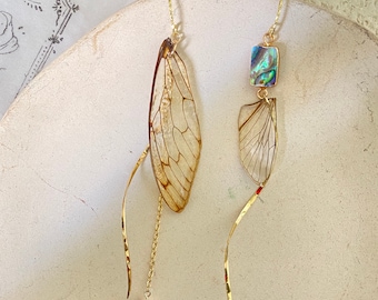Real cicada wings earrings, real cicada sterling silver wings