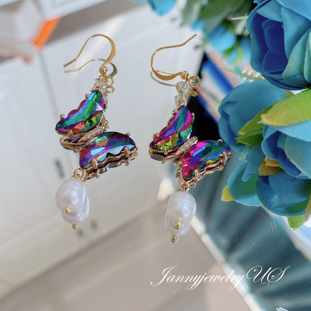 Glass butterfly earrings Clearance