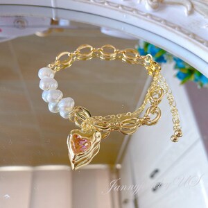 Baroque pearl Heart-shaped pendant bracelet ， Natural Freshwater Pearl