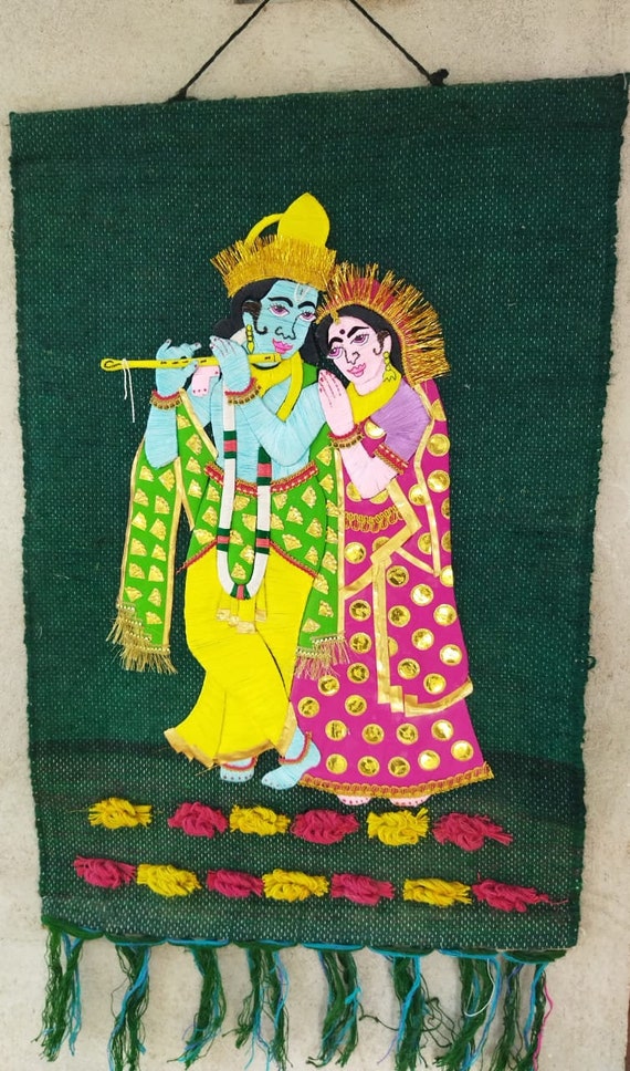 Lord Radha Krishna Wall Hanging Hindu God Wall Hanging Etsy