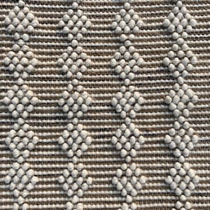 Handmade Wool Pebble Rug, Chunky Loop Diamond Trellis Carpet, Natural Ivory Beige Area Rug, Neutral Organic Modern Home Decor