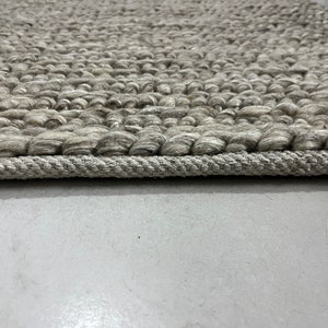 Handwoven Gray Chunky Loop Wool Rug Hand Knitted Plaid Rugs for Bedroom ...