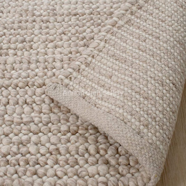 Handwoven 100% wool Pebble rug for living room, bedroom rugs