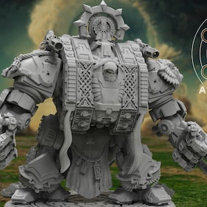 Angelic Lion Dreadnought | Grimdark Sci-fi | Tabletop Gaming Miniature | 28 mm 32 mm scale | Premium Resin | 3D Printed | Fig | Atlan Forge