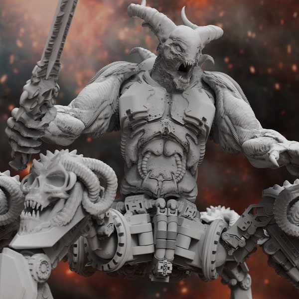 Demonic Arachne Dreadnought | Grimdark Sci-fi | Tabletop Gaming Miniature | 28 mm 32 mm scale | Premium Resin | 3D Printed | Atlan Forge