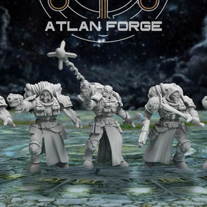 Angelic Ravagers | Grimdark Sci-fi | Tabletop Gaming Miniature | 28 mm 32 mm scale | Premium Resin | 3D Printed | Paint Model | Atlan Forge