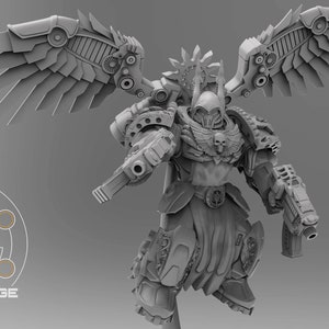 Mech Angel Wings | Angelic Seraphim | Grimdark Sci-fi | Tabletop Miniature | 28 mm 32 mm scale | Premium Resin | 3D Printed | Atlan Forge