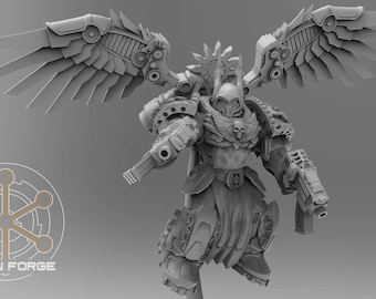 Mech Angel Wings | Angelic Seraphim | Grimdark Sci-fi | Tabletop Miniature | 28 mm 32 mm scale | Premium Resin | 3D Printed | Atlan Forge