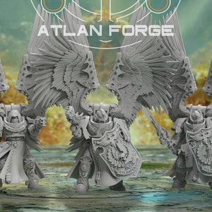Angelic Veterans | Grimdark Sci-fi | Tabletop Gaming Miniature | 28 mm 32 mm scale | Premium Resin | 3D Printed | Paint Model | Atlan Forge