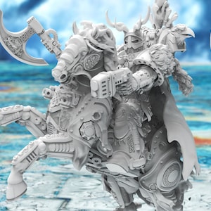 Nordic Mounted Captain | Grimdark Sci-fi | Tabletop Gaming Miniature | 28 mm 32 mm scale | Premium Resin | 3D Printed | Model | Atlan Forge