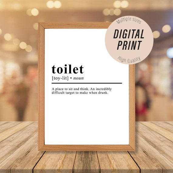 TOILET Definition Prints Funny Wall Art Printable at Home Etsy