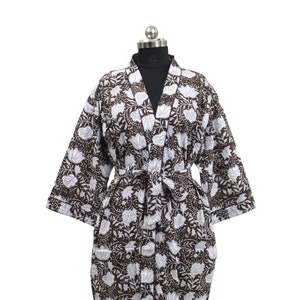 Handmade Floral Cotton Kimono Robe | Trendy Lightweight Bathrobe | Boho Loungewear | Bridesmaid Gift | Spa Bath Robe | Gift for Women |