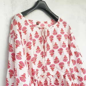 Hand Block Printed Cotton Kaftan Dress for Women | Boho Beach Cover-Up | Ethical & Sustainable Resort Wear|Comfortable Lounge Summer Dress