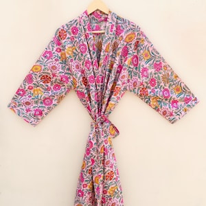 Floral Pattern Kimono-Style Nightwear | Japanese-Inspired Sleepwear | Lightweight Loungewear |  Perfect Kimono For Lounge | Gift For Her |