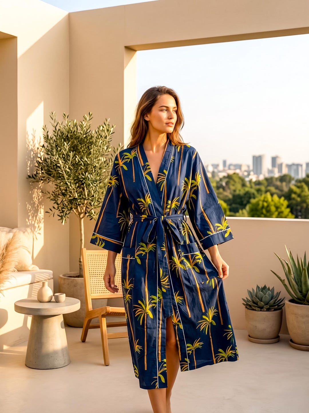 Boho Cotton Kimono Robe | Luxury Resort Wear Women | Beach Vacation ...