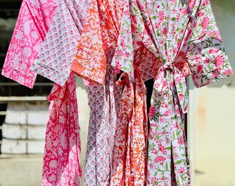 Floral Cotton Kimono Robe: Japanese Style Lightweight Loungewear