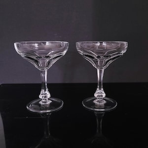 Set of 2 Antique Crystal Champagne Coupes Clear Crystal Champagne Glasses Cocktail Glasses Antique Barware Wine Coupes Luxury Barware