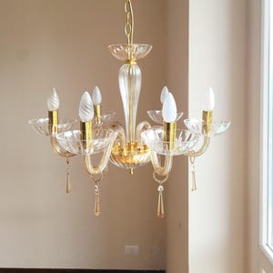 Mid Century  Chandelier  Murano Glass  Ceiling Light Hollywood Regency Light Romantic Chandelier Murano Chandelier