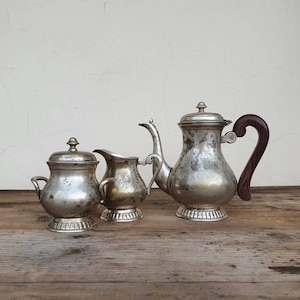 Vintage silverplated coffee set  vintage tea set vintage  teapot silver tea set sugar bowl milk cup
