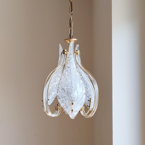 Mid Century  Chandelier  Murano Glass  Ceiling Light Hollywood Regency Light Romantic Chandelier Murano Chandelier  Big Leaf Gold Metal