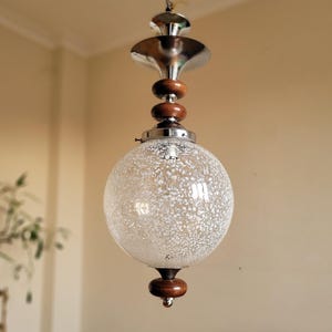 Mid Century Murano Transparent Glas Pendelleuchte Murano Glas Decke Kugel Lampe Deckenleuchte Murano Kronleuchter Glas Weiße Punkte Lampe