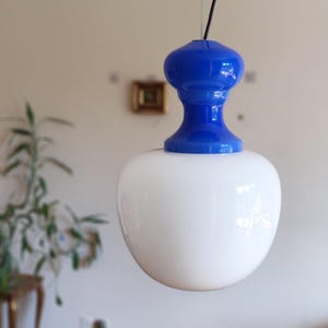 Mid Century Murano Glas Pendelleuchte Murano Glas Decke Kugellampe Deckenlampe Murano Kronleuchter Weiß Blau Glas Kronleuchter
