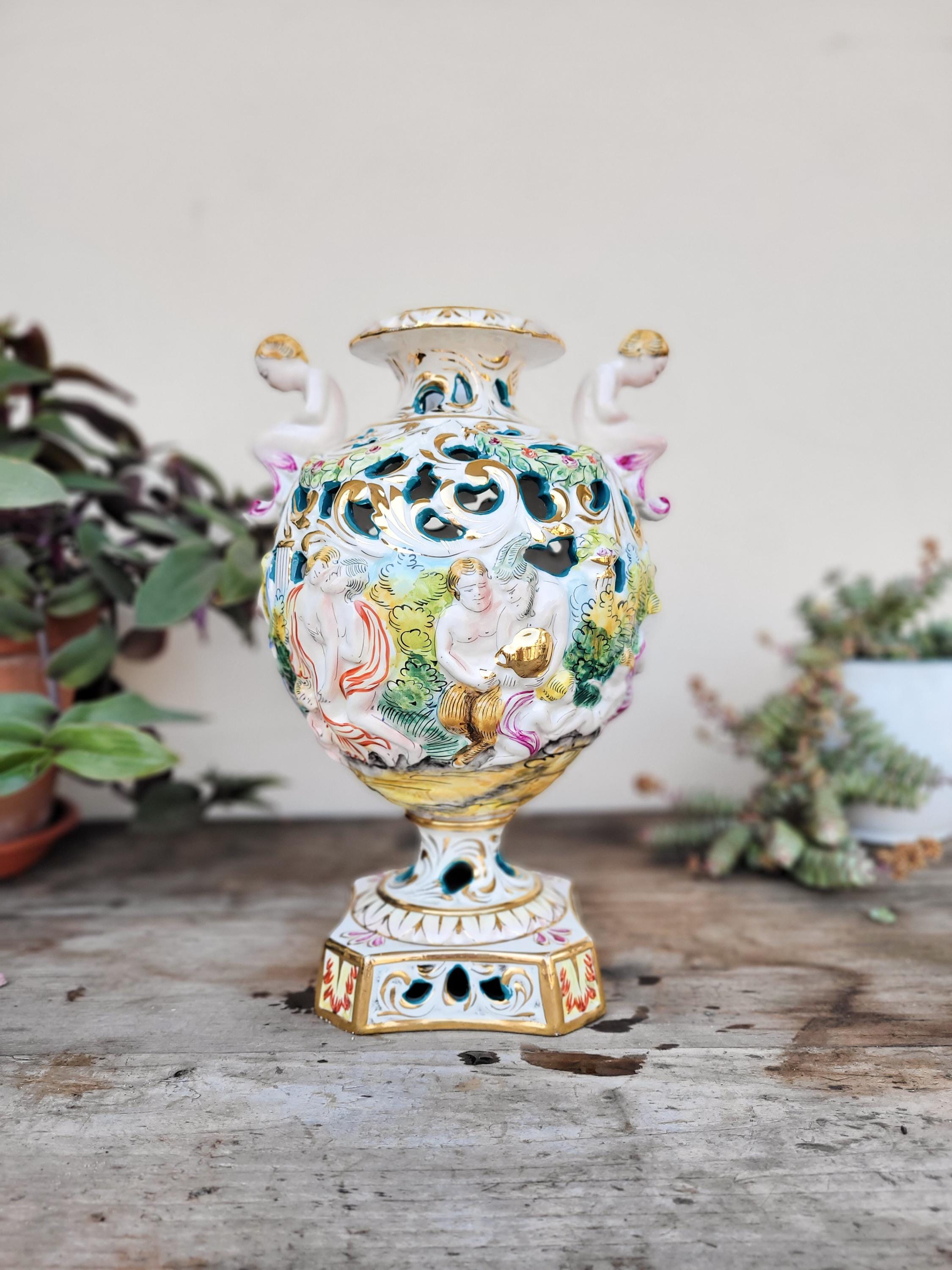 CAPODIMONTEカポディモンテ　イタリア陶器　ヴィンテージ　花瓶 R capodimonte - Etsy 日本